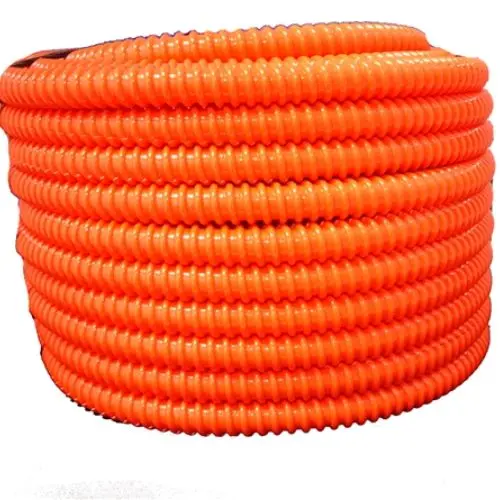 1 1/2 Inch Flexible Pvc Split Tubing Corrugated Orange 100Ft 1