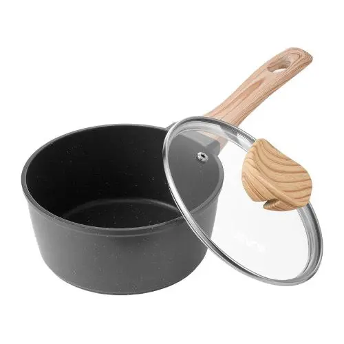 1.5 Qt White Saucepan Nonstick Saucepan With Tempered Glass Lid For Kitchen 1