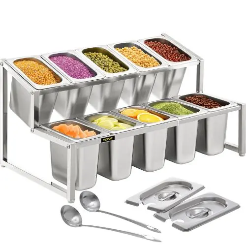 10 1/9 Pans 10 Ladles Spice Rack And Inclined Holder For Sauce Ingredients Fruits A-803 1