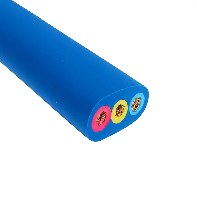 10/2 Heavy Duty Flat W/Grnd Thw/Submersible Pump Cable Copper Navy Blue Pvc Jacket 600V 1