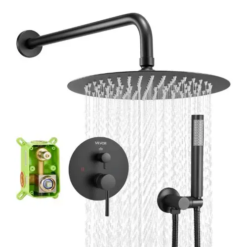 10" Round Rainfall Shower System With Handheld – (Matte Black) 1