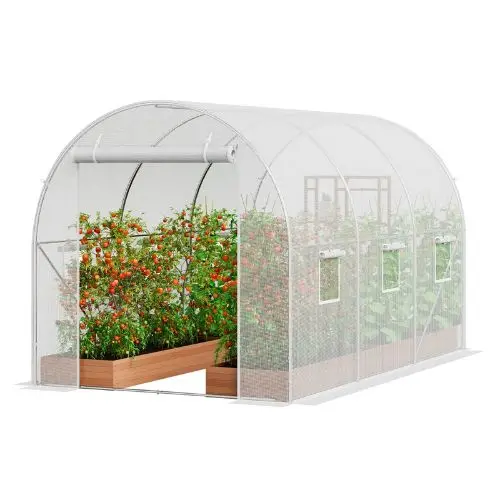 10 X 7 X 7' Ft White Galvanized Frame Pe Cover Walk-In Tunnel Greenhouse Vv-Tg-7502-Pe 1