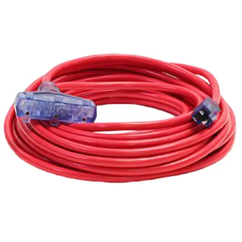 100Ft 12/3 Sjtw Cold Weather Triple Tap Extension Cord With Cgm Red 1