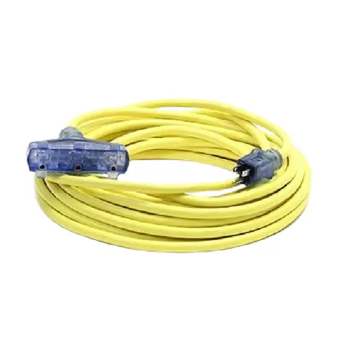 100Ft 12/3 Sjtw Cold Weather Triple Tap Extension Cord With Cgm Yellow 1