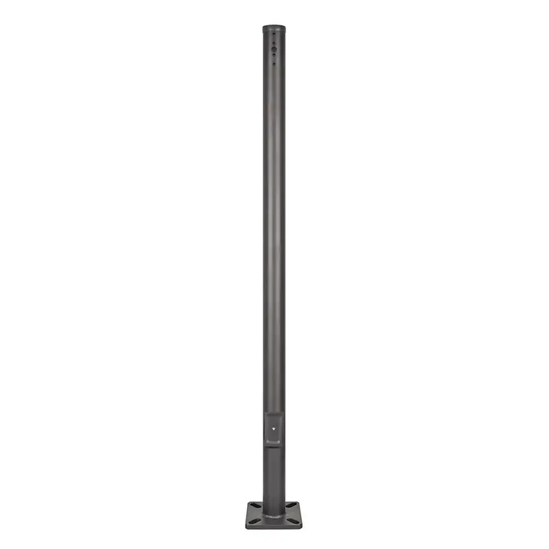 10Ft 3 In 11-Gauge Black Round Pole With Anchor Bolts & Base Cover Black 1
