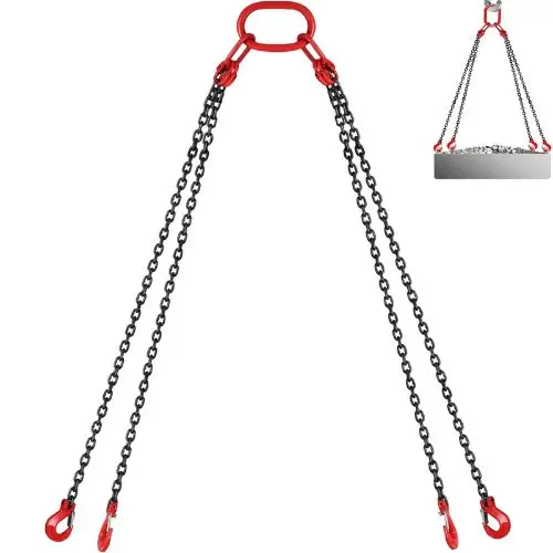 10Ft Lifting Chain Sling With 4 Leg Grab Hooks And Adjuster 1