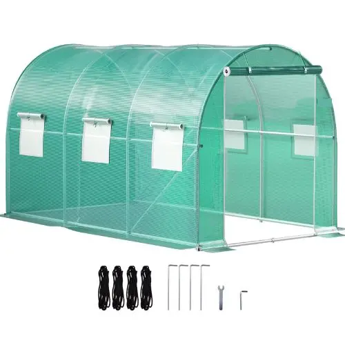 10×7×7' Ft Green Portable Plant Hot House With Galvanized Steel Hoops Walk-In Tunnel Greenhouse Vv-Tg-1077Green 1