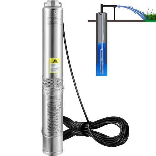 115V, 37Gpm, 207Ft Head, 33Ft Cord, 4" Stainless Steel, Ip68 1Hp Deep Well Submersible Pump For Home, Irrigation & Industrial Use 1