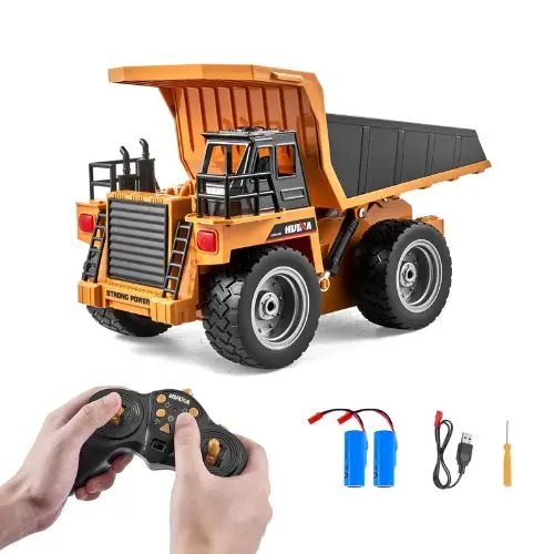 1:18 Rc Dump Truck – 9-Channel Remote Control Vehicle With Metal Bed & Lights, 2 Batteries, For Kids 8+ 1