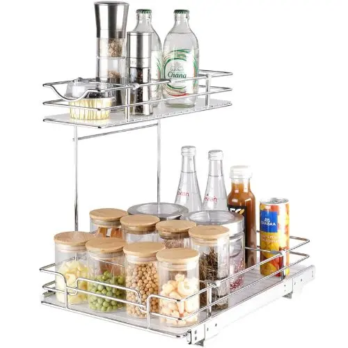 12.6W X 16.5Dx13h Inches Heavy Duty Slide Out Pantry Shelves Steel Roll Out Drawers Sliding For Kitchen Lx-C9138b( Pack Of 2) 1