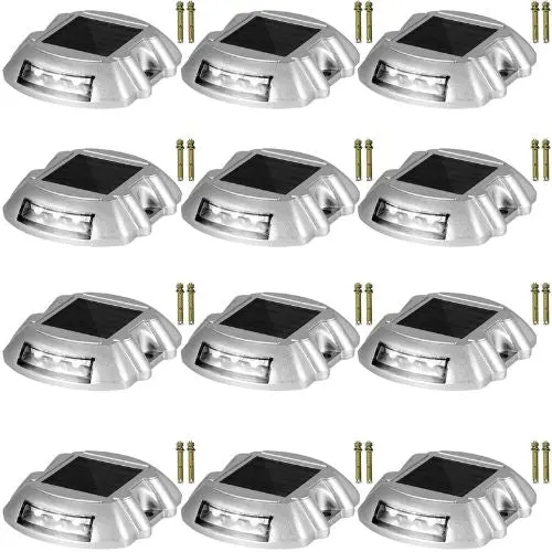 12-Pack Solar Pathway Lights White Weatherproof 6 Led Outdoor Deck Lights For Garden & Walkways 1
