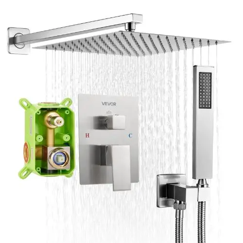 12" Rainfall Shower System With Handheld – (Brushed Nickel) 1