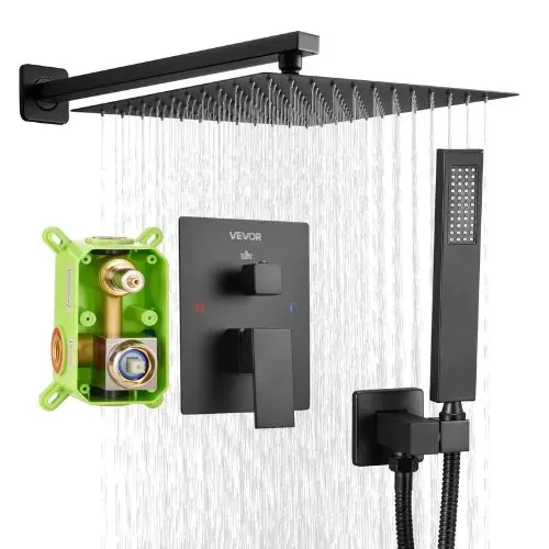 12" Rainfall Shower System With Handheld – (Matte Black) 1