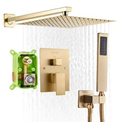 12" Rainfall Shower System With Handheld Spray – (Brushed Gold) 1
