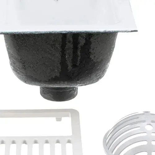 12" X 12" Square Floor Sink Body And Dome Strainer With Half Grate Fd2375-Nh3-H 1