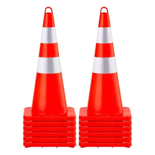 12" X 28" Pvc Traffic Cones With Reflective Collars & Weighted Base 1