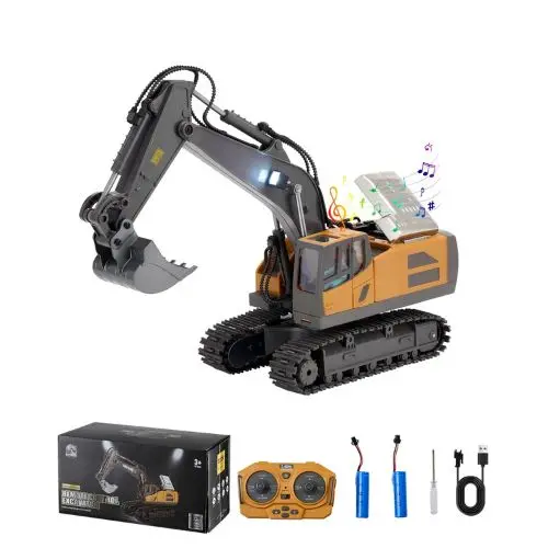 1:20 Rc Excavator – 11-Channel Digger With Lights & Sounds Full Function 2 Batteries For Kids 1
