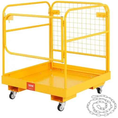1200 Lbs Forklift Safety Cage  With Lockable Swivel Wheels For Aerial Work 1