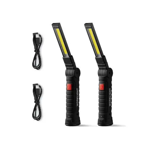 1200Mah Portable Led Hands Free 360° Rotating Magnetic Rechargeable Led Flashlight For Garage & Emergency 2 Pack 1