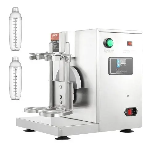 "120W Commercial Double Head Milkshake Maker Machine, Adjustable 0-180S Milk Tea Shaker With 1L Pc Cup Ideal For Milk Tea 1