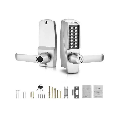 14-Key Mechanical Keypad Door Lock With Handle, Waterproof Stainless Steel 1