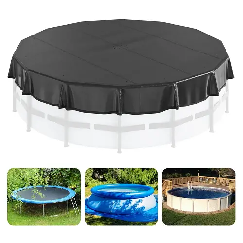 15 Ft Round Black Pvc Pool Cover Solar Winter Waterproof & Dustproof With Drawstring 1