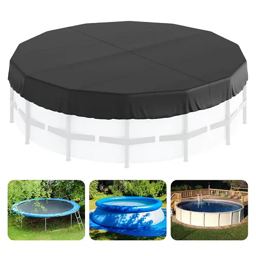 15 Ft Round Solar Pool Cover, 420D Oxford Winter Waterproof Cover With Drawstring – Black 1