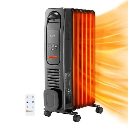 1500W/L Electric Oil Filled Radiator With Led Screen, Over-Heat Protections For Indoor Use 1