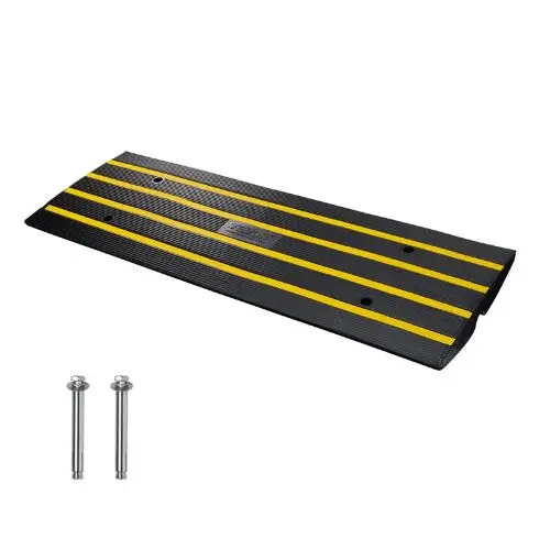 15T, 2.6" Rise Heavy Duty Rubber Curb Ramp For Driveway Cable Cover For Low Cars & Wheelchairs 1