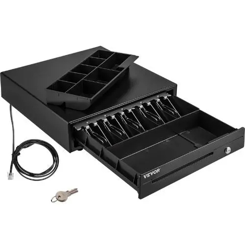 16" 12V Cash Register Drawer For Pos 5 Bill 8 Coin Tray Movable Compartment 2 Keys Rj11/Rj12 Cable (Usd Only) 1