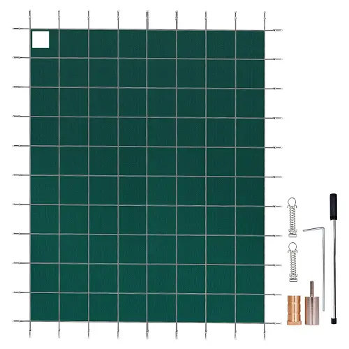16 X 30 Ft Inground Pool Safety Cover – Mesh Pp Winter Cover, Triple-Stitched, Green, Hardware Included (No Tray) 1