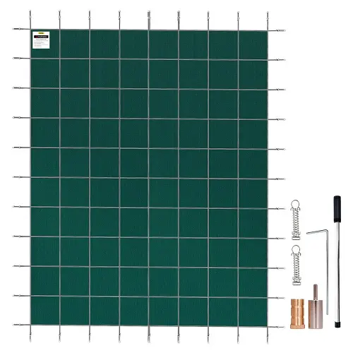 16X36 Ft Rectangle Inground Pool Safety Cover Green Mesh Winter Cover With Drainage Holes 1
