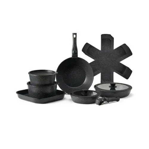 17 Piece Granite Nonstick Cookware Set Induction Cookwares And Cooking Sets For Kitchen (Black) 1