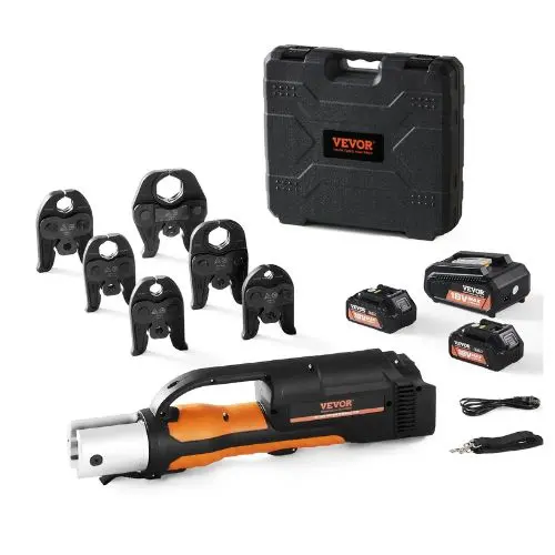 18V Electric Pipe Crimping Tool For 1/2" To 2" Stainless Steel Copper Press Tool Kit With 6 Pro Press Jaws Fast Charger & Carrying Case 1
