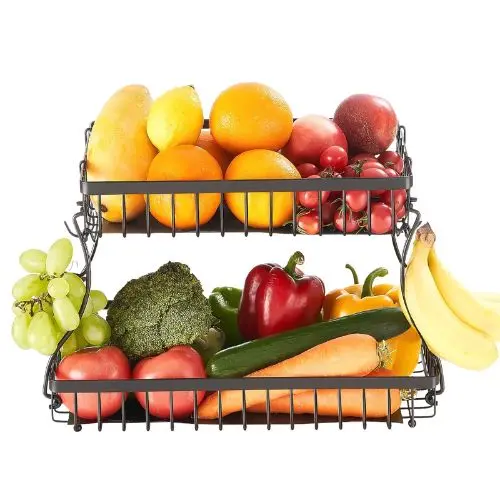 2 Layers Fruit Basket Bow  Stand Holder For Kitchen Syb-221 1