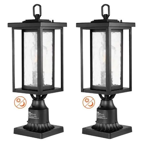 2 Pack Dusk To Dawn Outdoor Post Light Waterproof Lamp Post Fixtures For Garden Pathway 1