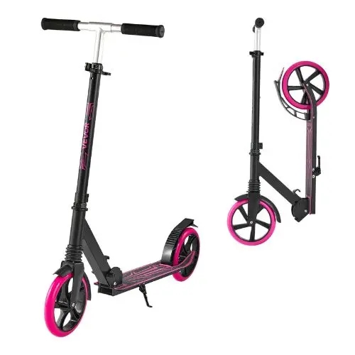 2-Wheel Kick Scooter For Kids 8+ Teens & Adults – Adjustable Handlebar Anti-Slip Deck Foldable Pink Up To 220 Lbs 1