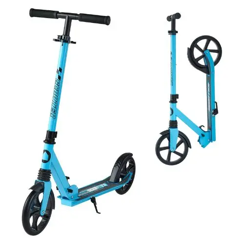 2-Wheel Kick Scooter For Kids 8+ Teens & Adults – Adjustable Handlebar Foldable Blue & Black Up To 220 Lbs 1