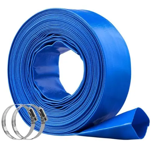 2" X 50Ft Pvc Lay Flat Drain Hose With Clamps – Heavy Duty, Weatherproof 1