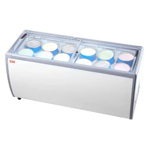 20 Cu.Ft Commercial Ice Cream Display Case With 12 Large Tubs 2 Sliding Glass Doors Ri-560Dc 1