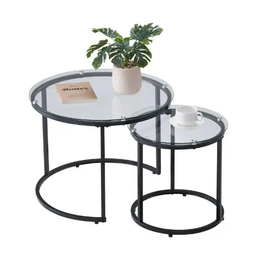 23-24 In Glass Nesting Side Tables Set Of 2 For Small Spaces 1