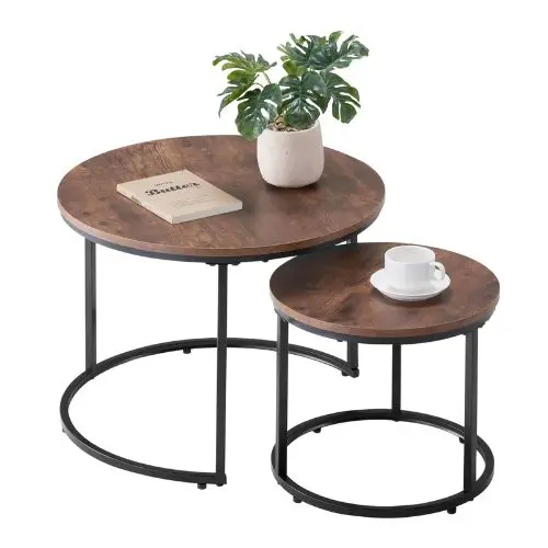 23-24 In Round Nesting Tables Set Of 2 – (Vintage Brown & Black) 1