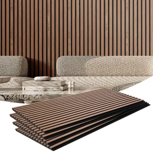 23.6 X 47.2 In Wood Slat Acoustic Panels For Stylish Decor And Noise Reduction Walnut 1