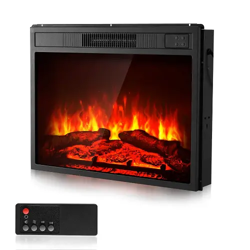23 Inch Electric Fireplace Insert, Wall Recessed Heater With Remote, 5000Btu, Black 1