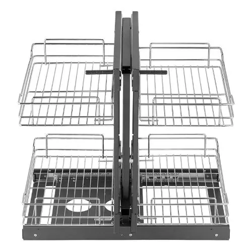 24 X 18 In 2 Tier 4 Shelf Blind Corner Pull Out Organizer Chrome For Kitchen Yg-Xgw-4-9-2 1