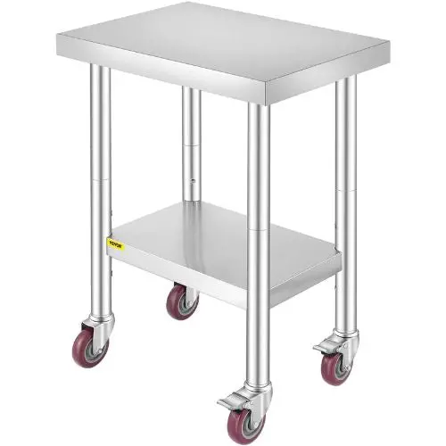 24 X 18 In Stainless Steel Work Table With 4 Wheels  For Commercial Kitchen Restaurant  Gzt614585 1