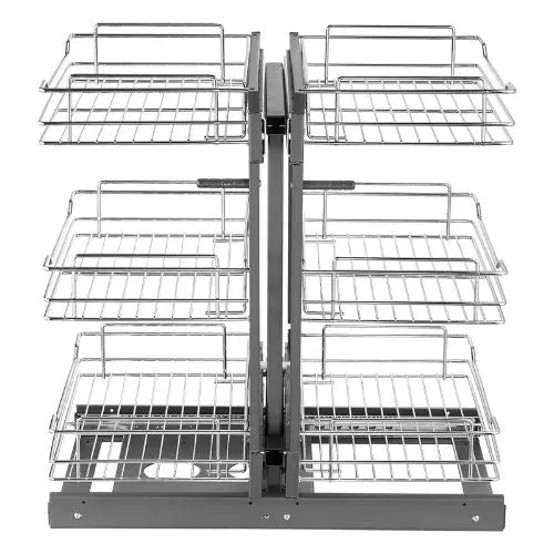 24 X 18 Inches Heavy Duty Slide Out Pantry Shelves Chrome-Plated Steel Roll For Kitchen Yg-Xgw-4-9-3  (Pack Of 2 ) 1