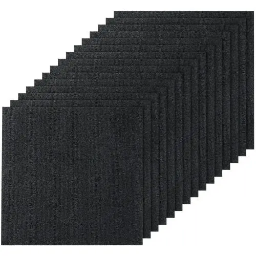24 X 24  Peel And Stick Carpet Tiles – Self-Adhesive Soft Padded Squares For Easy Diy Installation In Bedroom & Living Room (Black15 Pcs) 1