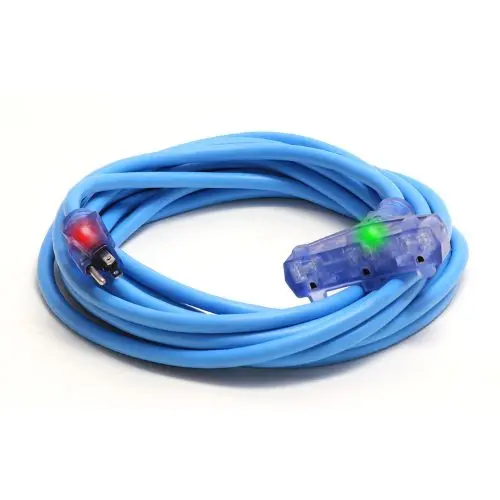 25Ft 12/3 Sjeow Cold Weather Triple Tap Extension Cord With Cgm Blue 1