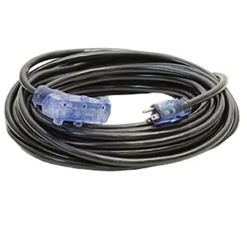 25Ft 12/3 Sjtw Cold Weather Triple Tap Extension Cord With Cgm Black 1